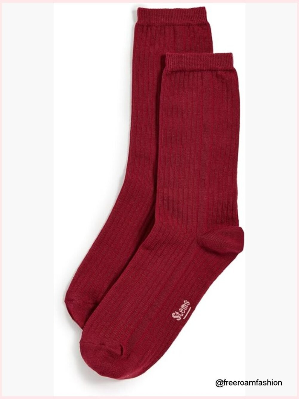 Cotton Cashmere Crew Socks - Ribbed, Pull On